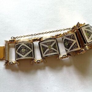 Vintage Damascene Elegant Gold and Silver Bracelet